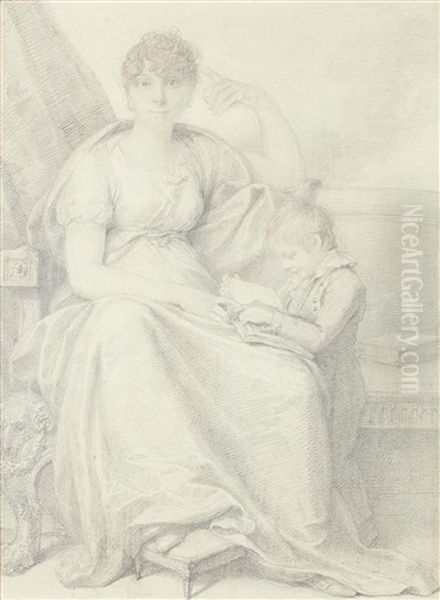 Mrs Woodforde And Her Son Oil Painting by Richard Cosway
