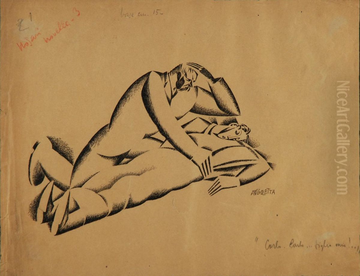 Carlo... 
Carlo... 
Figlio Mio! Oil Painting by Bruno Angoletta