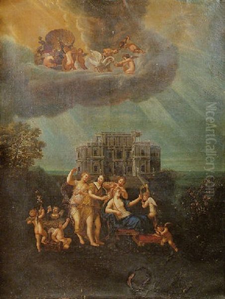 La Toilette De Venus Devant La Facade D'un Palais Imaginaire Oil Painting by Jean Cotelle the Younger