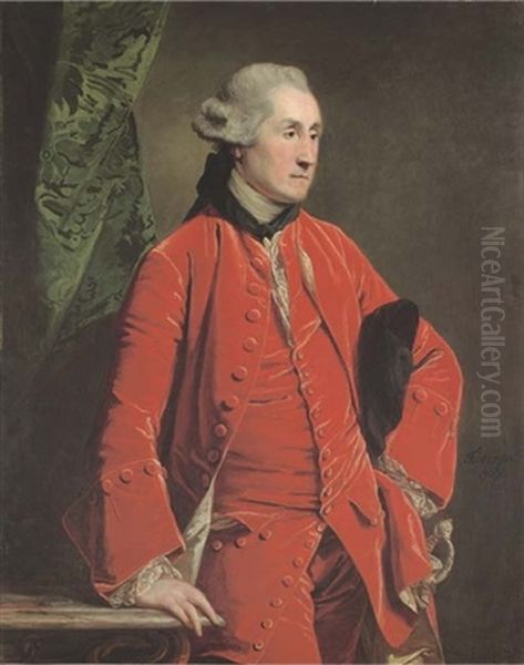 Portrait Of Sir Robert Burdett, 4th Bt. In A Red Coat And Waistcoat Oil Painting by Francis Cotes