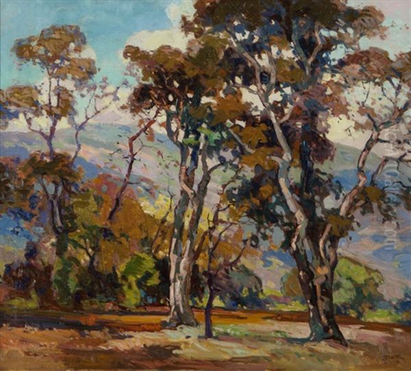 Gnarled Veterans, Landscape With Sycamore Trees Oil Painting by John Wesley Cotton