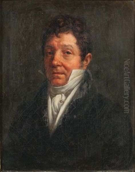 Portrait Presume De Mr Froissinet En Buste, Gilet, Chemise Et Cravate Blanche Oil Painting by Louis Charles Auguste Couder