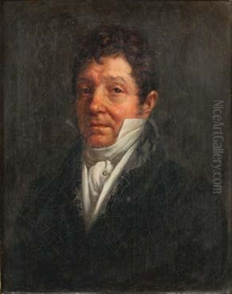 Portrait Presume De M. Froissinet En Buste, Gilet, Chemise Et Cravate Blanche Oil Painting by Louis Charles Auguste Couder