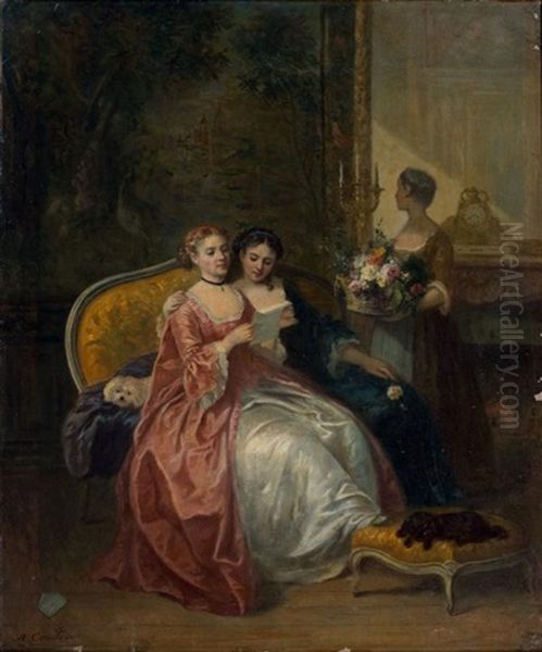La Lecture De La Lettre Oil Painting by Louis Charles Auguste Couder