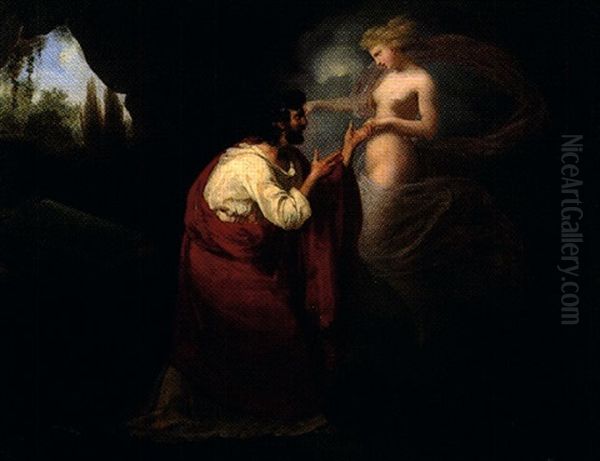 Le Poete Et Sa Muse (+ Offrande A Athena; Pair) Oil Painting by Louis Charles Auguste Couder
