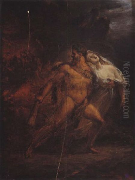 Hercule Ramenant Alceste Des Enfers Pour La Rendre A Admete Oil Painting by Louis Charles Auguste Couder