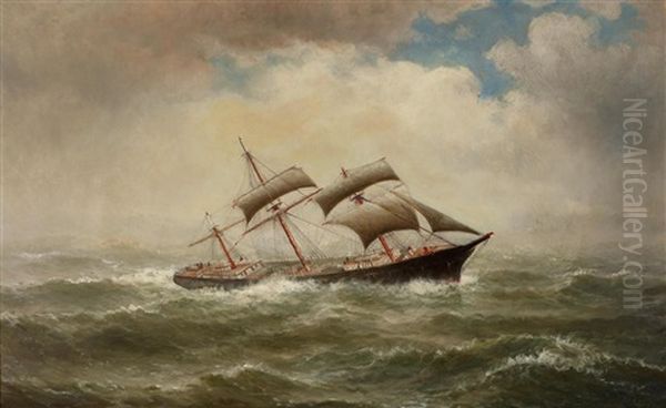 Ship In Rough Seas Oil Painting by William Coulter