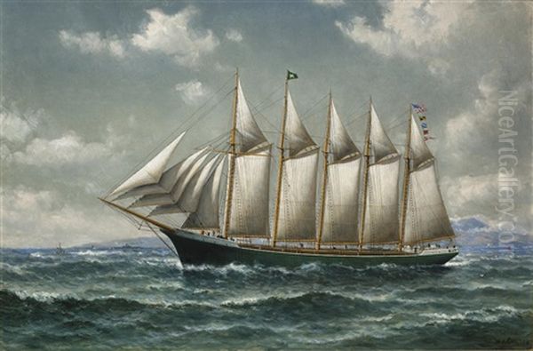 The Rose Mahoney Under Sail Oil Painting by William Coulter