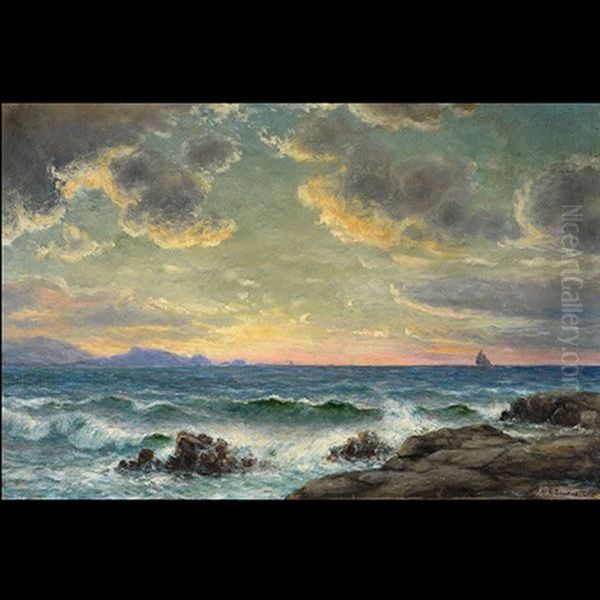 Sunset At The Water's Edge Oil Painting by William Coulter