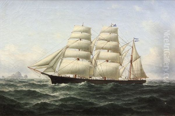 Ship Under Sail Off Seal Rock Oil Painting by William Coulter