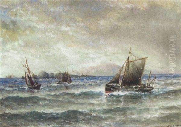 Fishing Boats Off Land's End Oil Painting by William Coulter