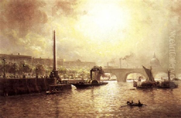 A View Of The Thames Oil Painting by William Coulter