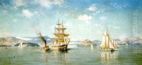 Panoramic View Of San Francisco Bay Oil Painting by William Coulter