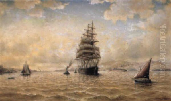 Sailing Ships In San Francisco Bay Oil Painting by William Coulter