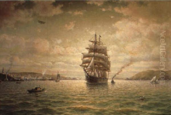 Ships Sailing In San Francisco Bay Oil Painting by William Coulter