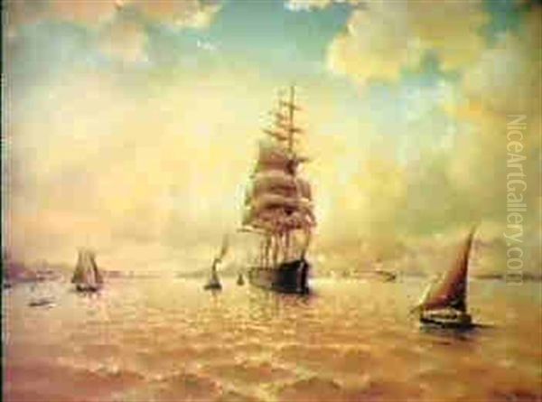 Sailing Vessels In San Francisco Bay Oil Painting by William Coulter