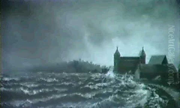 Stormy Coastal Scene Oil Painting by William Coulter