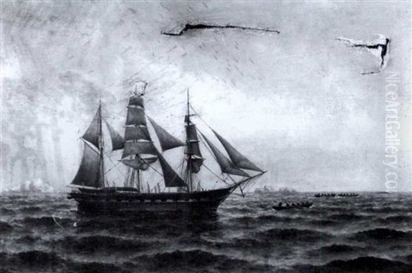 Ships In The Arctic Oil Painting by William Coulter