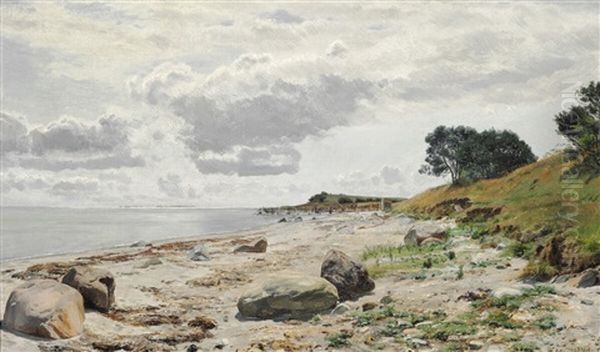At The Beach Near Aarhus Oil Painting by Janus Andreas Bartholin La Cour
