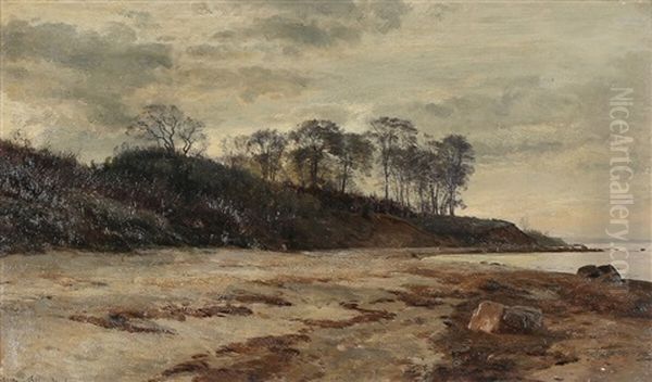 A Spring Evening On The Beach Oil Painting by Janus Andreas Bartholin La Cour