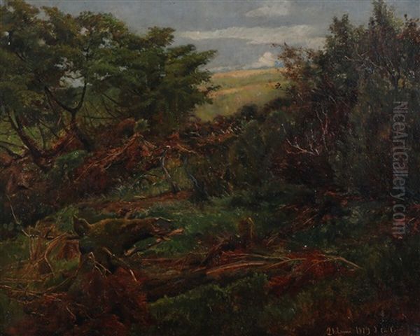 Enebaerbuske Oil Painting by Janus Andreas Bartholin La Cour