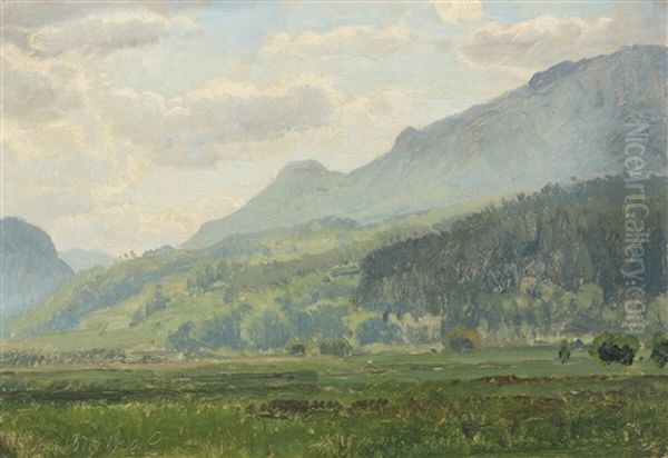 A Swiss Landscape Oil Painting by Janus Andreas Bartholin La Cour