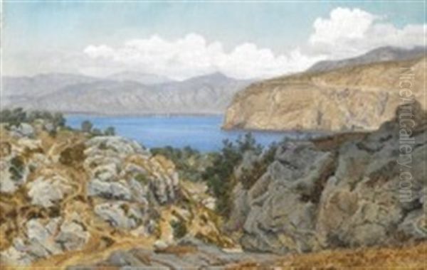 Rocks On Capri Oil Painting by Janus Andreas Bartholin La Cour