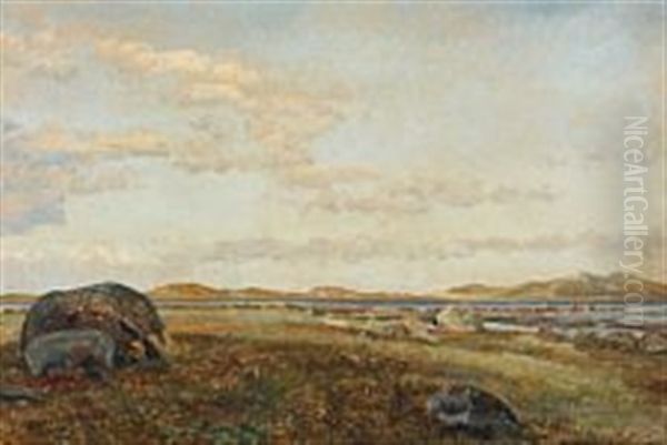 View Towards Helgenaes Oil Painting by Janus Andreas Bartholin La Cour