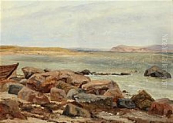 Beach Near Helgenaes Oil Painting by Janus Andreas Bartholin La Cour