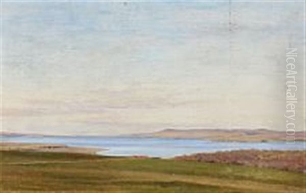 Landscape At A Fiord Oil Painting by Janus Andreas Bartholin La Cour