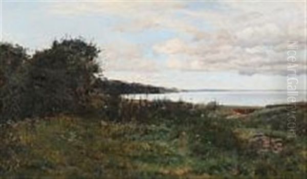 Coastal Scene On A Cloudy Summer Day At Aarhus Oil Painting by Janus Andreas Bartholin La Cour