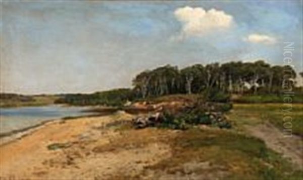 Fjord Scene From Denmark Oil Painting by Janus Andreas Bartholin La Cour