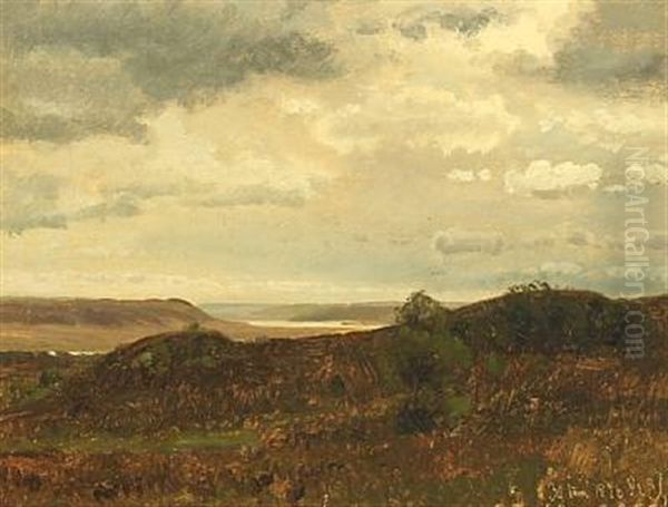 Scenery With Heathery Hills At Mols Oil Painting by Janus Andreas Bartholin La Cour