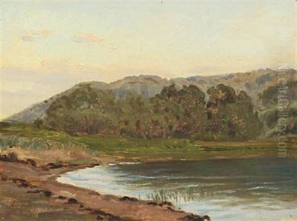 Early Morning Near A Lake Oil Painting by Janus Andreas Bartholin La Cour
