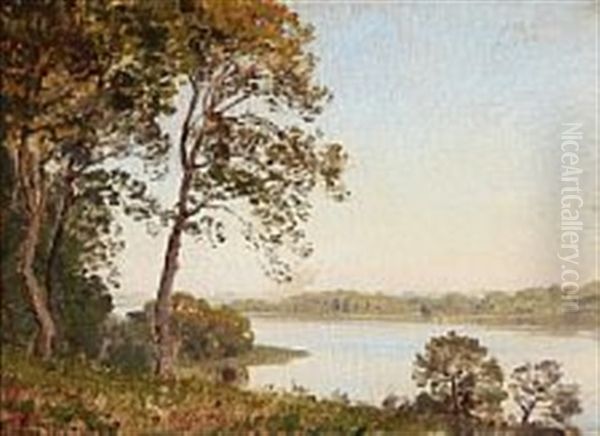 Fiord Scene Oil Painting by Janus Andreas Bartholin La Cour