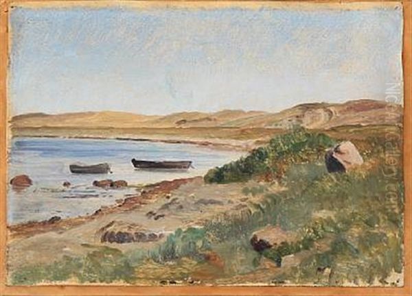 View From Kalo Vig, Denmark Oil Painting by Janus Andreas Bartholin La Cour