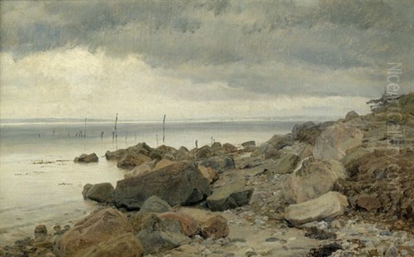 Regentag Am Strand Von Kulhusrende Bei Frederiksborg Oil Painting by Janus Andreas Bartholin La Cour