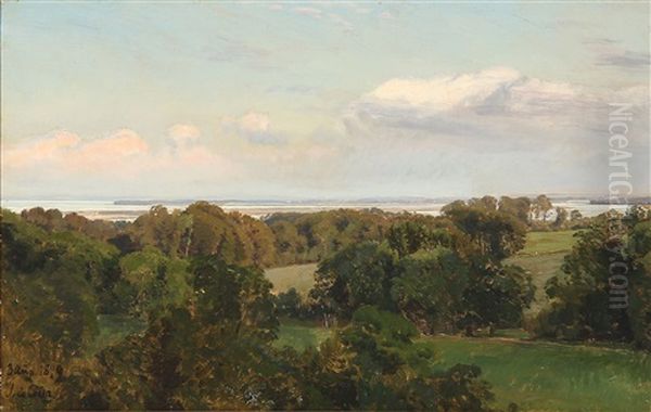 Summer View From Baekkeskov, Denmark Oil Painting by Janus Andreas Bartholin La Cour