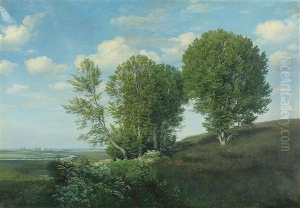 Danish Summer Landscape Oil Painting by Janus Andreas Bartholin La Cour
