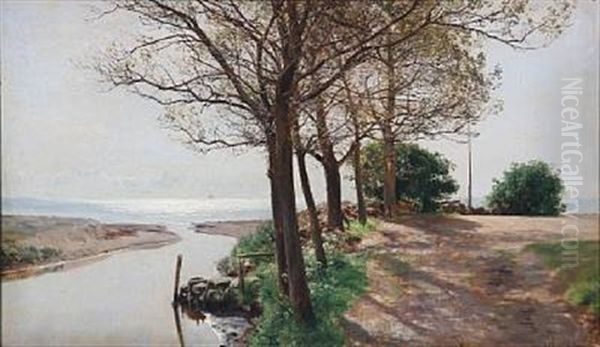 Summer Day With A View To A Coast Oil Painting by Janus Andreas Bartholin La Cour