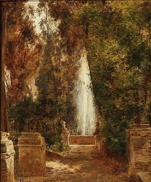 View From Villa D'este In Italy Oil Painting by Janus Andreas Bartholin La Cour