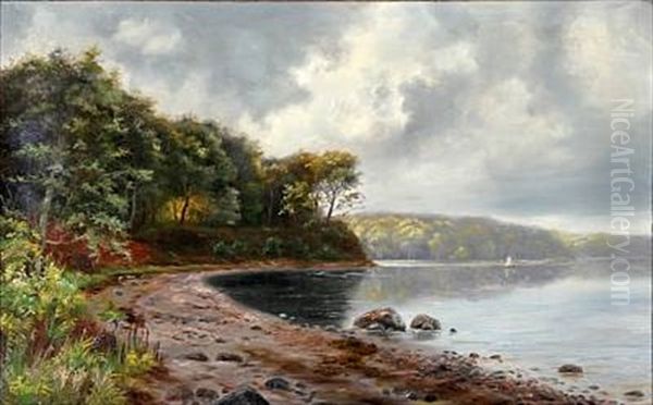 Silkeborgsoerne (view Of The Silkeborg Lakes, Jutland) Oil Painting by Janus Andreas Bartholin La Cour