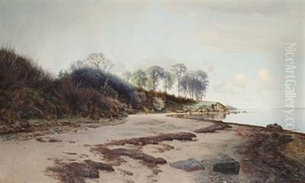Quiet Afternoon At Moesgaard Beach, Aarhus Oil Painting by Janus Andreas Bartholin La Cour