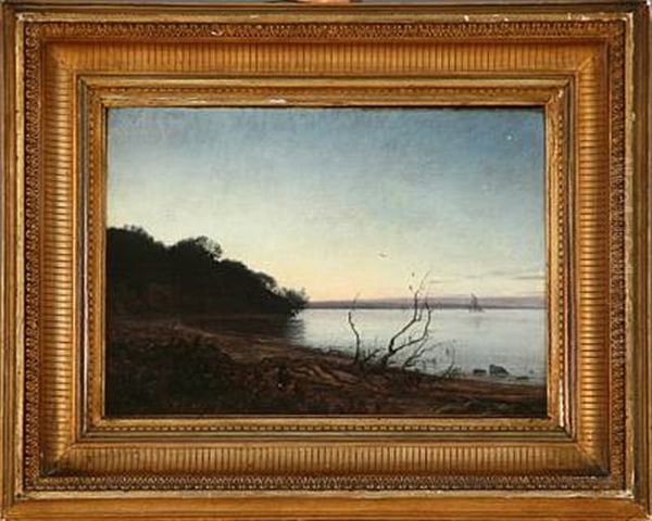 Evening Atmosphere Near The Sea, Presumably Near Arhus Oil Painting by Janus Andreas Bartholin La Cour