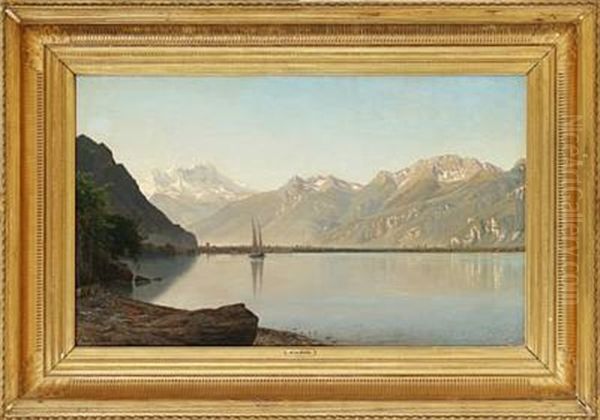 View Of Lac Leman Oil Painting by Janus Andreas Bartholin La Cour