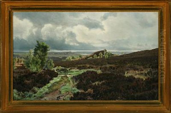 Landscape Near Silkeborg In Jutland Oil Painting by Janus Andreas Bartholin La Cour