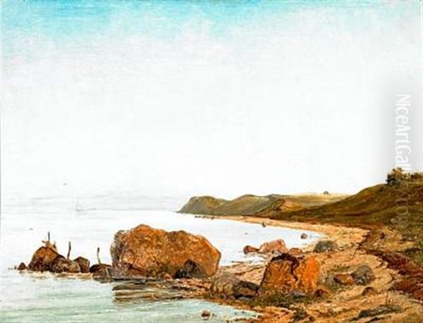 Coastal Scene (+ Another; Pair) Oil Painting by Janus Andreas Bartholin La Cour