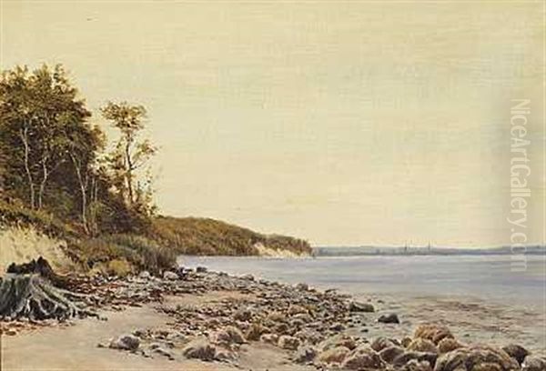 Kysten Syd For Arhus Ved Marselisborg Oil Painting by Janus Andreas Bartholin La Cour