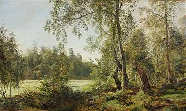 Traeer I Udkanten Af Skoven Oil Painting by Janus Andreas Bartholin La Cour