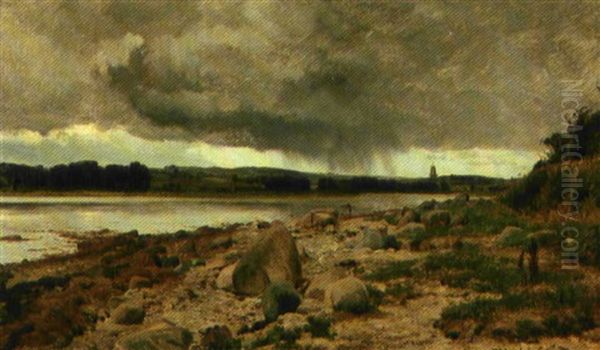 Ved Kalo Vig. Eftermiddag I August Oil Painting by Janus Andreas Bartholin La Cour